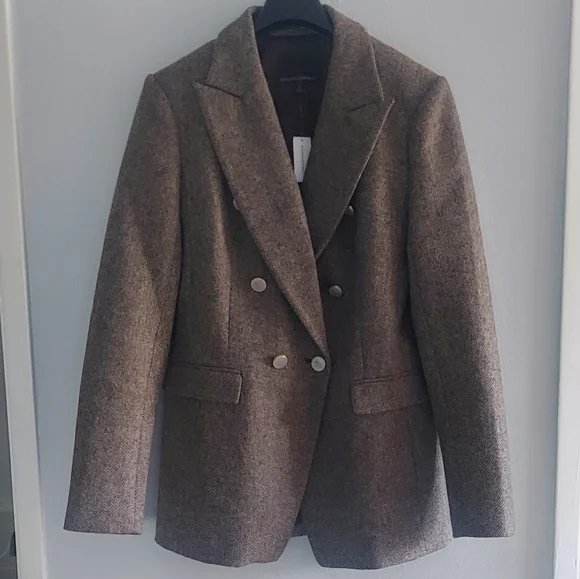 New BANANA REPUBLIC Herringbone Captain's Blazer - 8 Tall - Picture 3 of 9